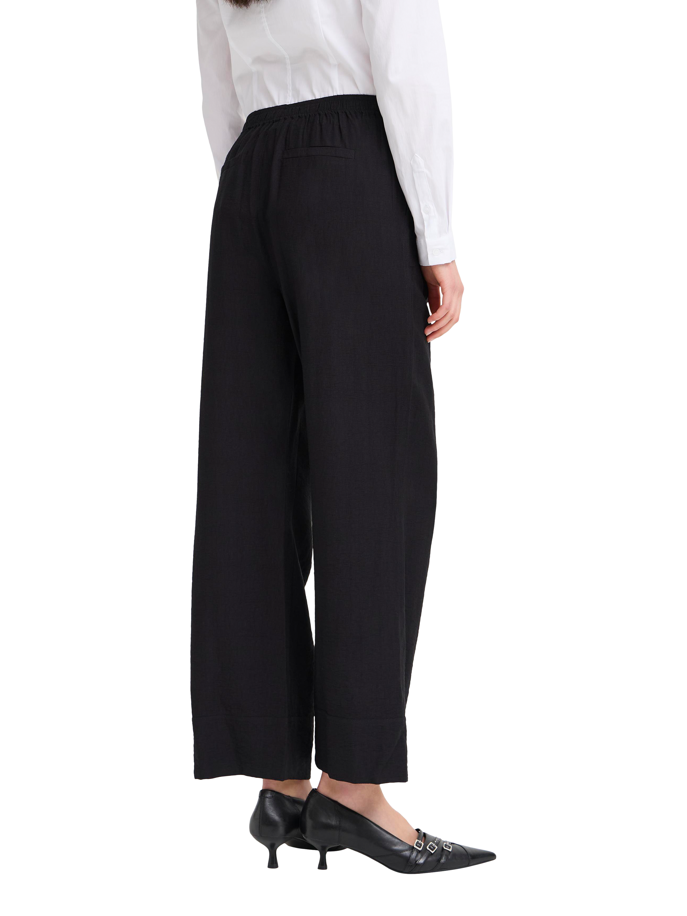 Product image 2 of 7, which shows ICHI Ihfazima Cropped Wide-Leg Trousers, Black, 12