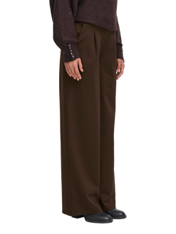 ICHI Kate Wide Leg Tailored Trousers, Chocolate Torte