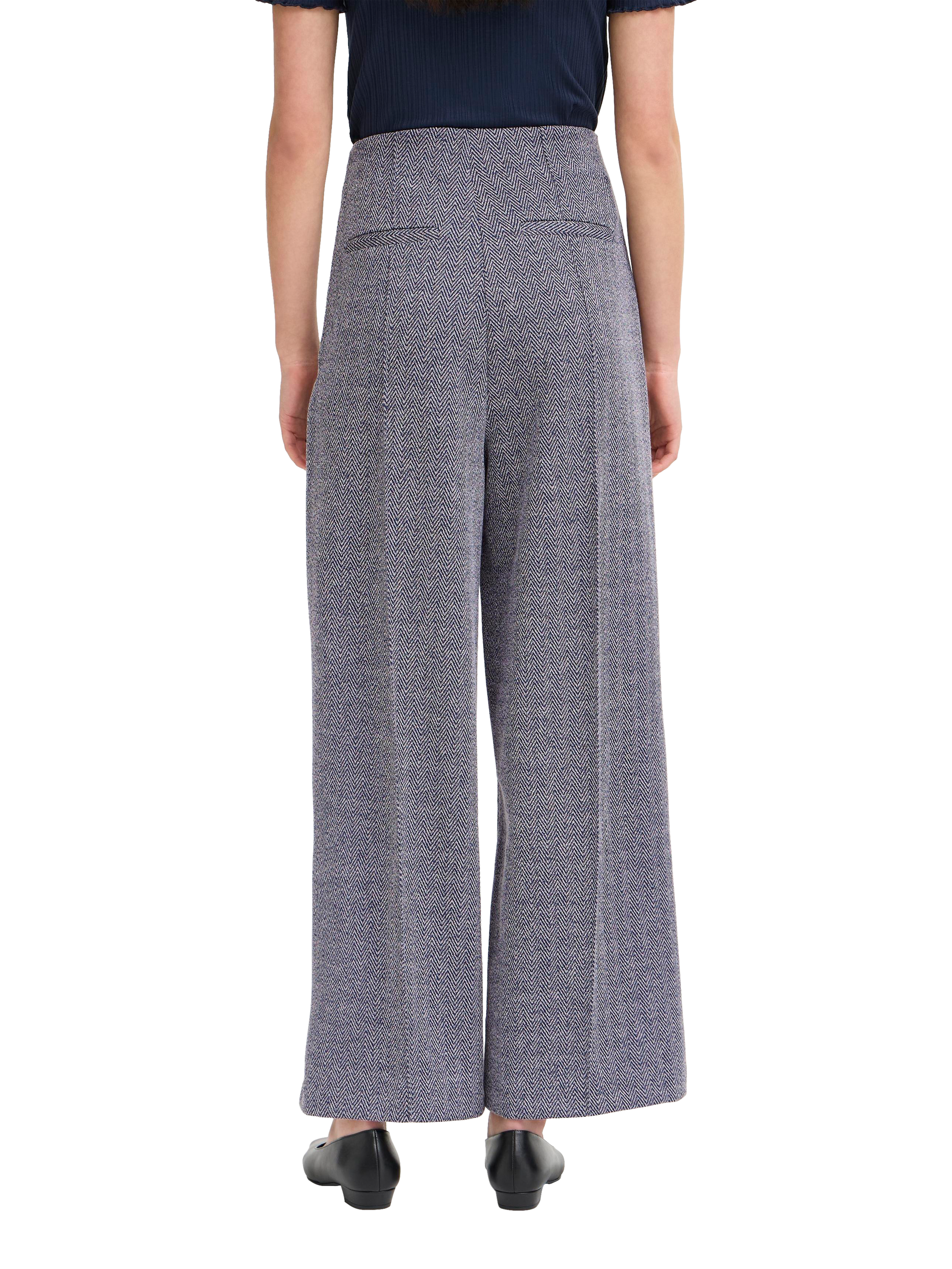 Product image 2 of 7, which shows ICHI Kate Jacquard Tailored Trousers, Patriot Blue, XS
