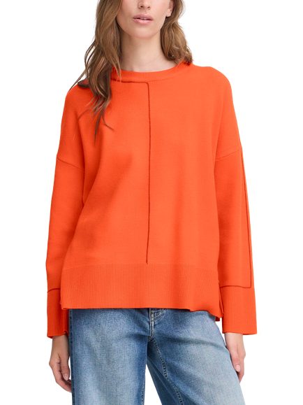 ICHI Ballia Crew Neck Jumper, Fiery Red