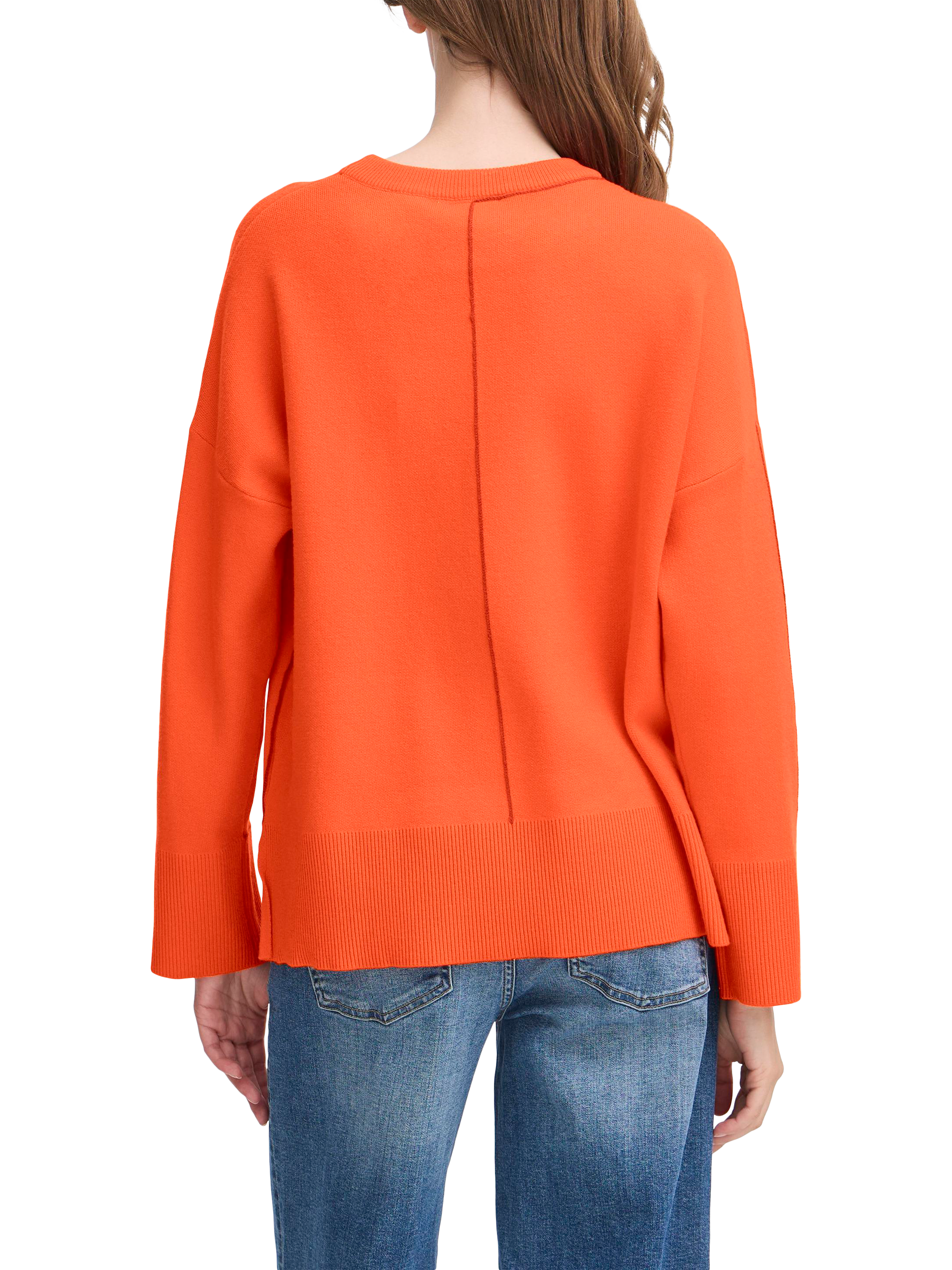 Product image 2 of 7, which shows ICHI Ballia Crew Neck Jumper, Fiery Red, XS