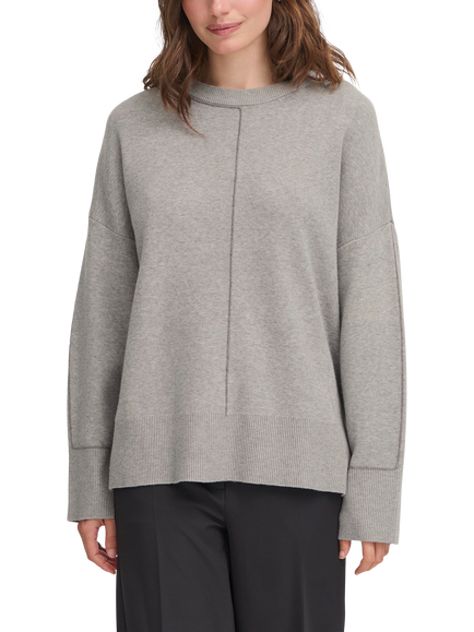 ICHI Ballia Crew Neck Jumper, Grey Melange