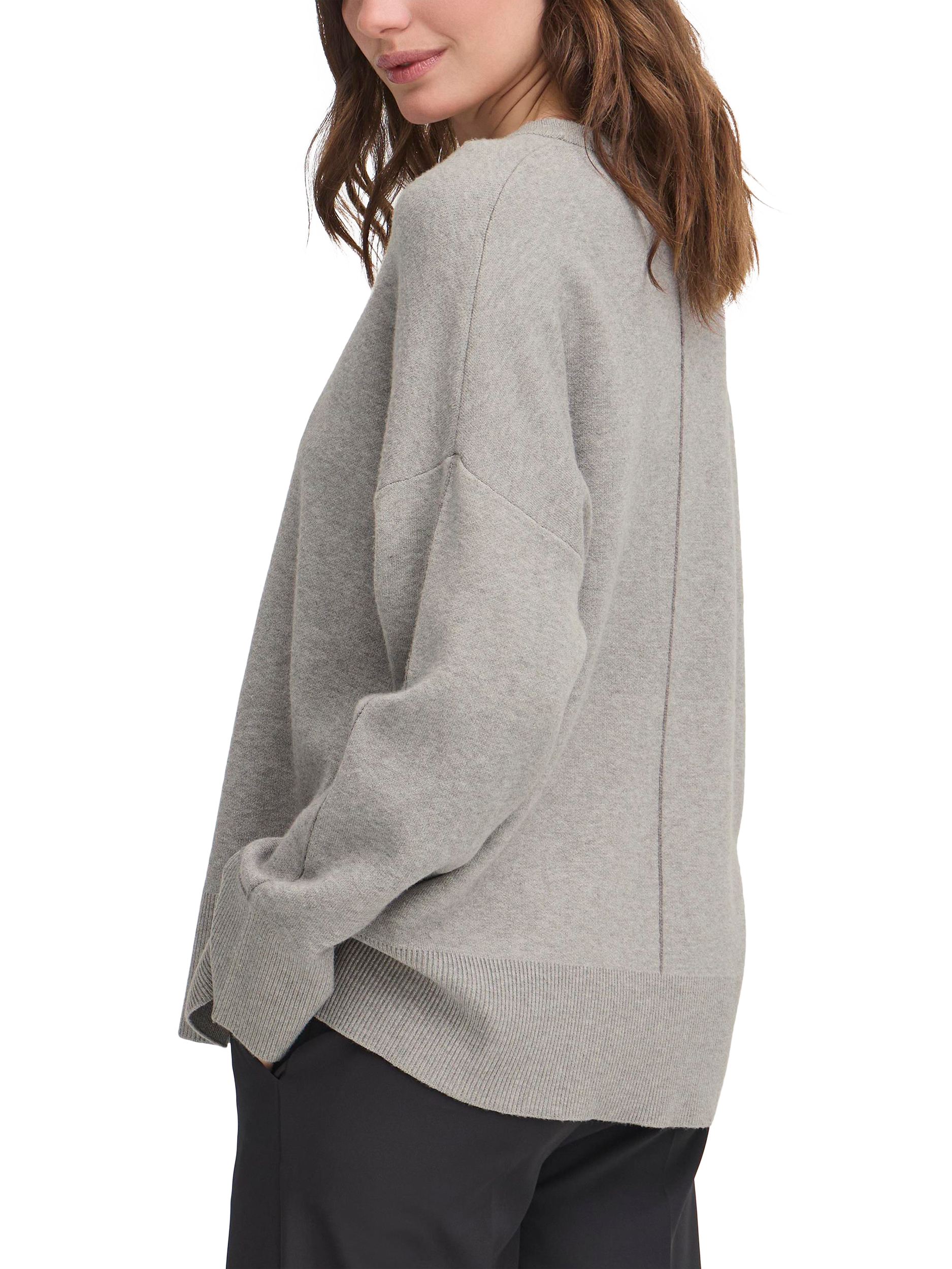 Product image 2 of 7, which shows ICHI Ballia Crew Neck Jumper, Grey Melange, XS