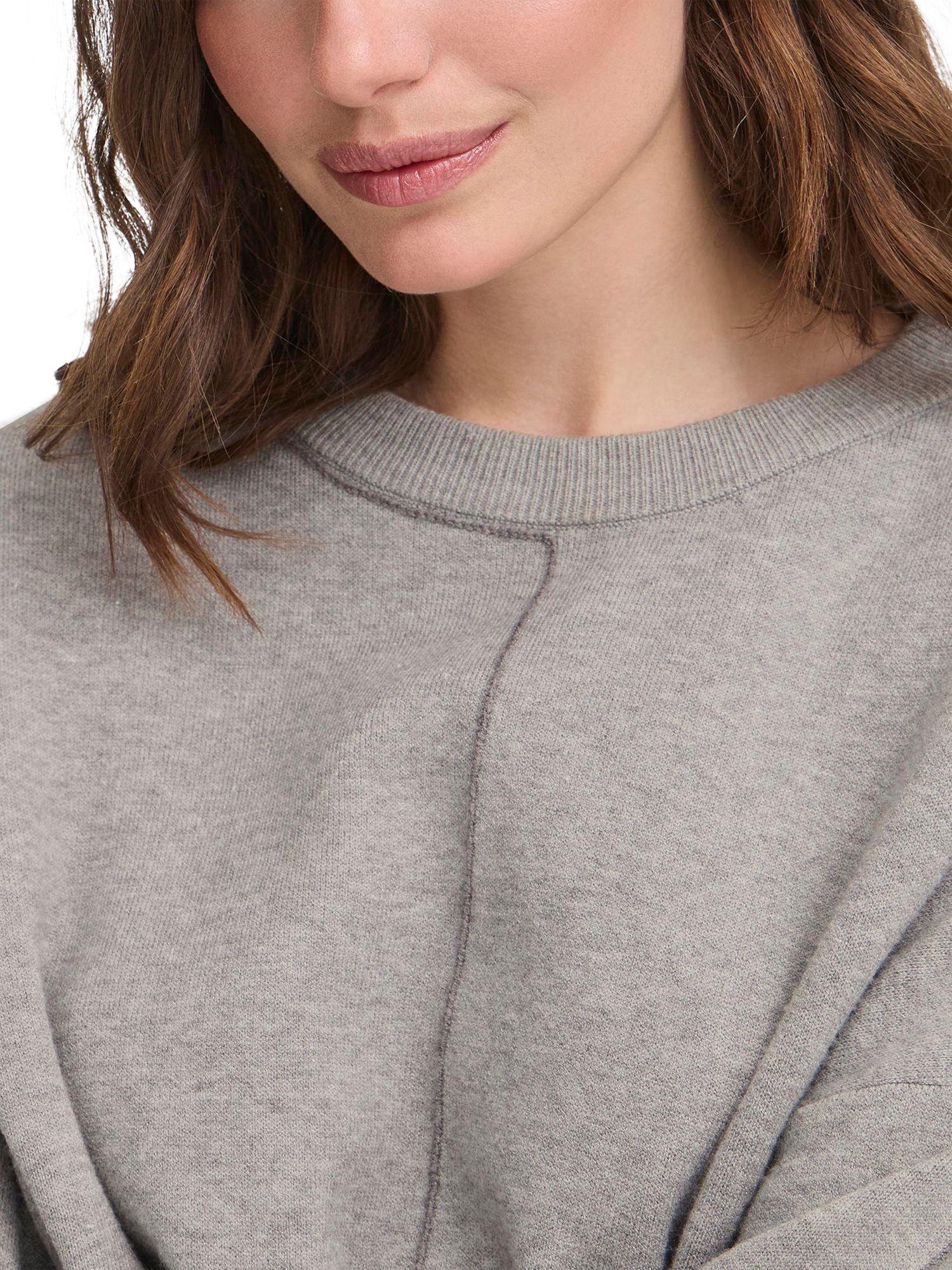 Product image 4 of 7, which shows ICHI Ballia Crew Neck Jumper, Grey Melange, XS