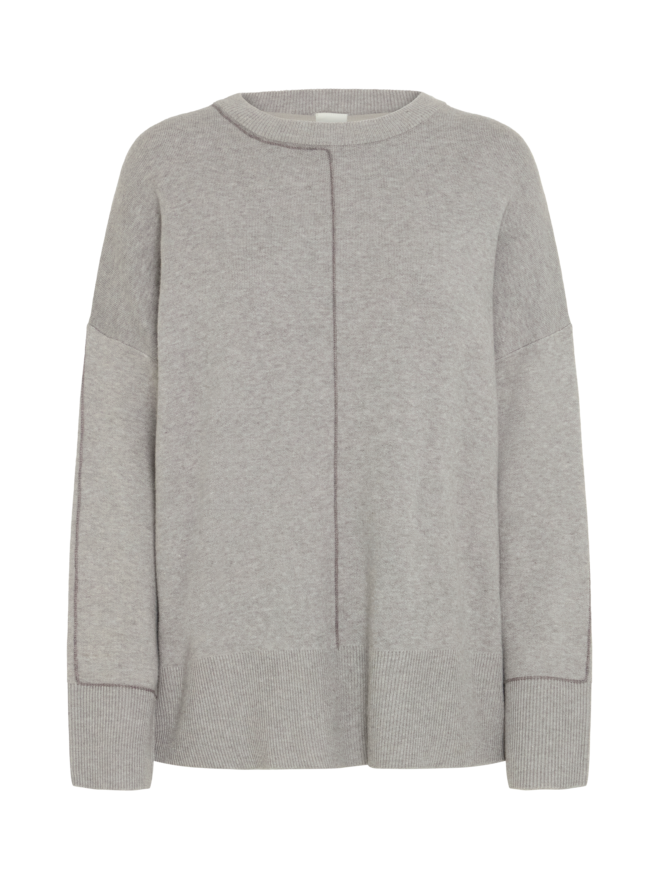 Product image 5 of 7, which shows ICHI Ballia Crew Neck Jumper, Grey Melange, XS