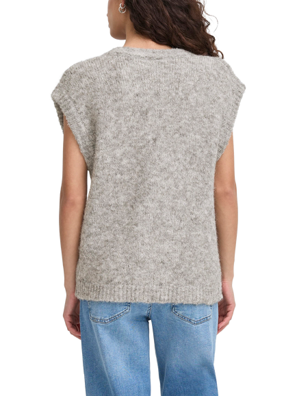 ICHI Belablue Sleeveless Knit Wool Blend Vest - view 2, Light Grey Melange