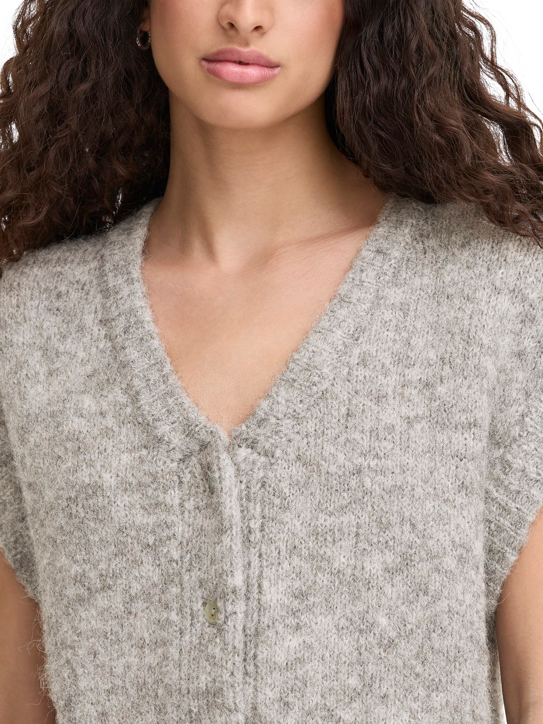 Product image 4 of 7, which shows ICHI Belablue Sleeveless Knit Wool Blend Vest, Light Grey Melange, XS