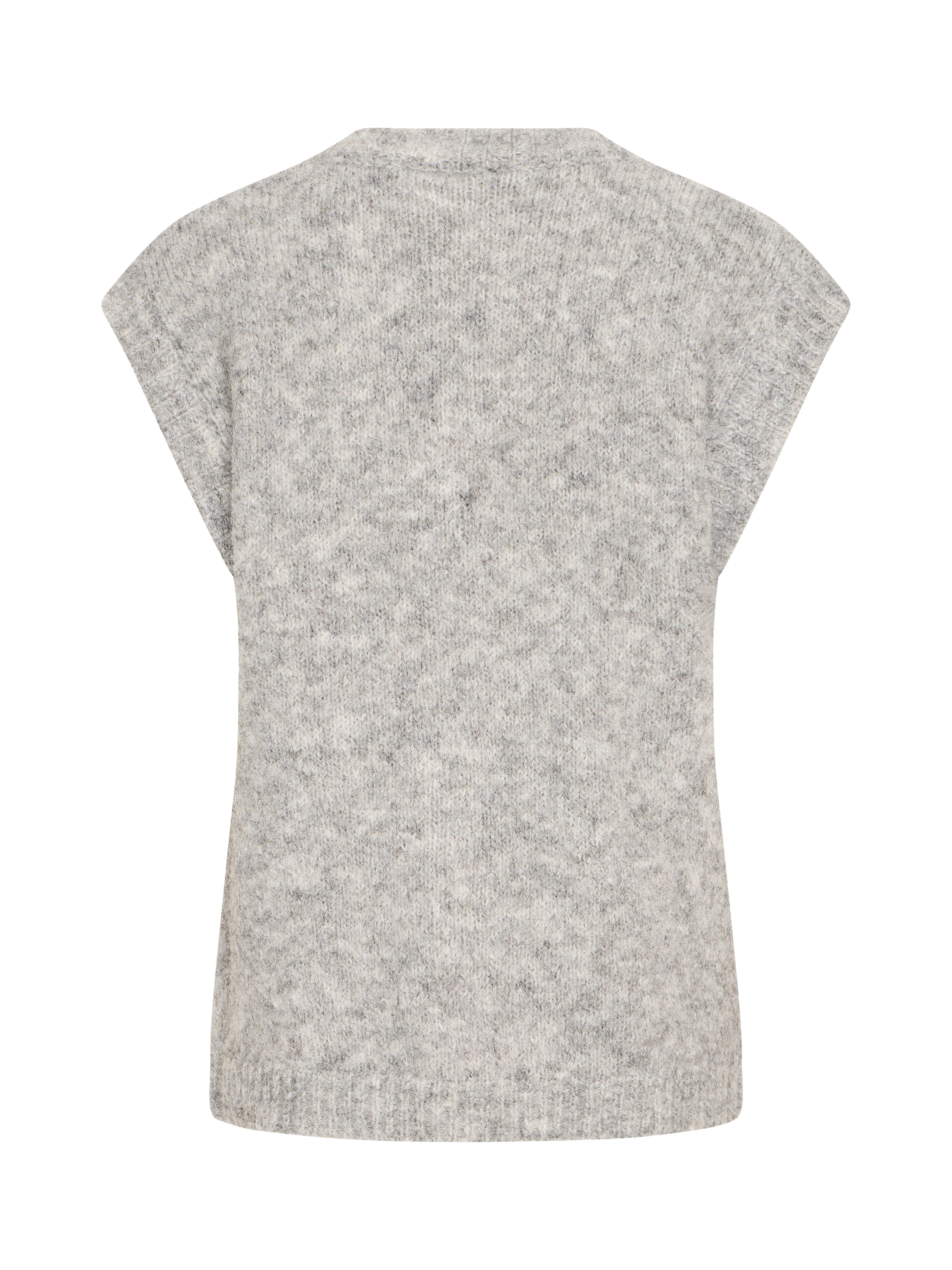 Product image 6 of 7, which shows ICHI Belablue Sleeveless Knit Wool Blend Vest, Light Grey Melange, XS