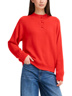 ICHI Dasila Long Sleeve High Neck Jumper, Red