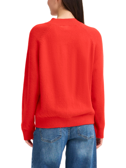 ICHI Dasila Long Sleeve High Neck Jumper - view 2, Red