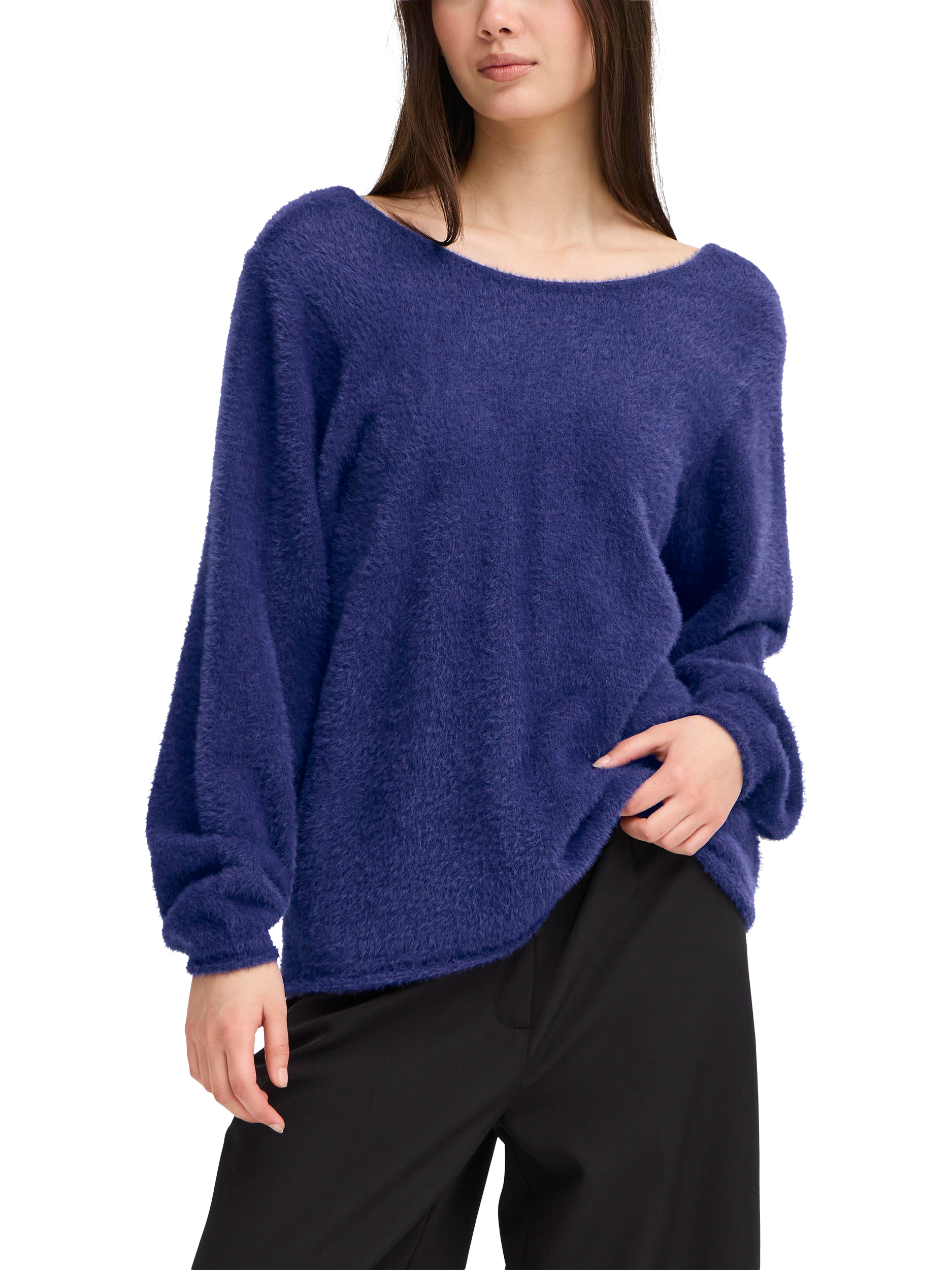 Product image 1 of 6, which shows ICHI Bergie Long Sleeve Jumper, Blue, S