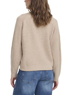 ICHI Dasila Long Sleeve V-Neck Knit Jumper - view 2, Oatmeal Melange