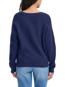 ICHI Dasila Long Sleeve V-Neck Knit Jumper - view 2, Patriot Blue