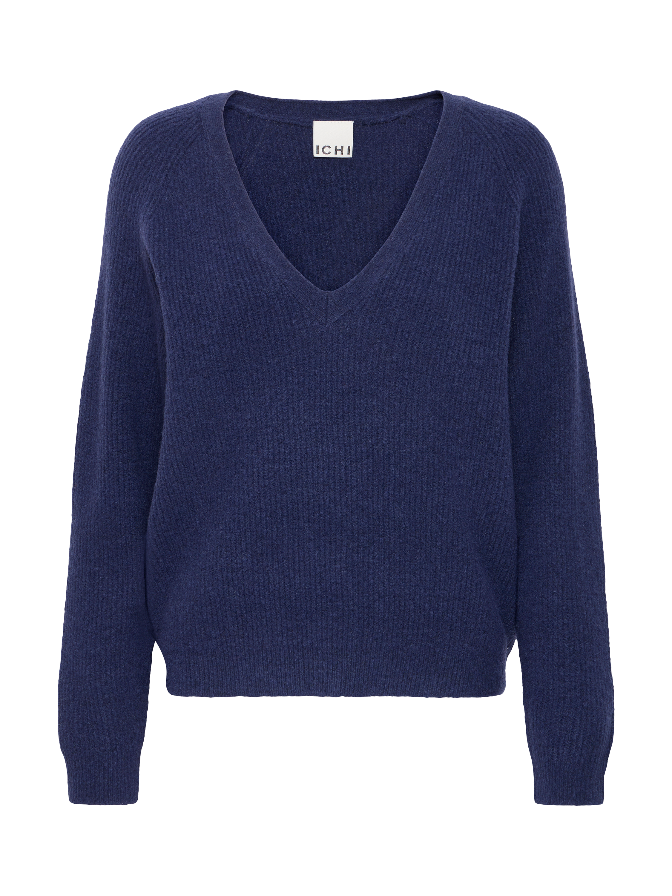 Product image 5 of 7, which shows ICHI Dasila Long Sleeve V-Neck Knit Jumper, Patriot Blue, XS