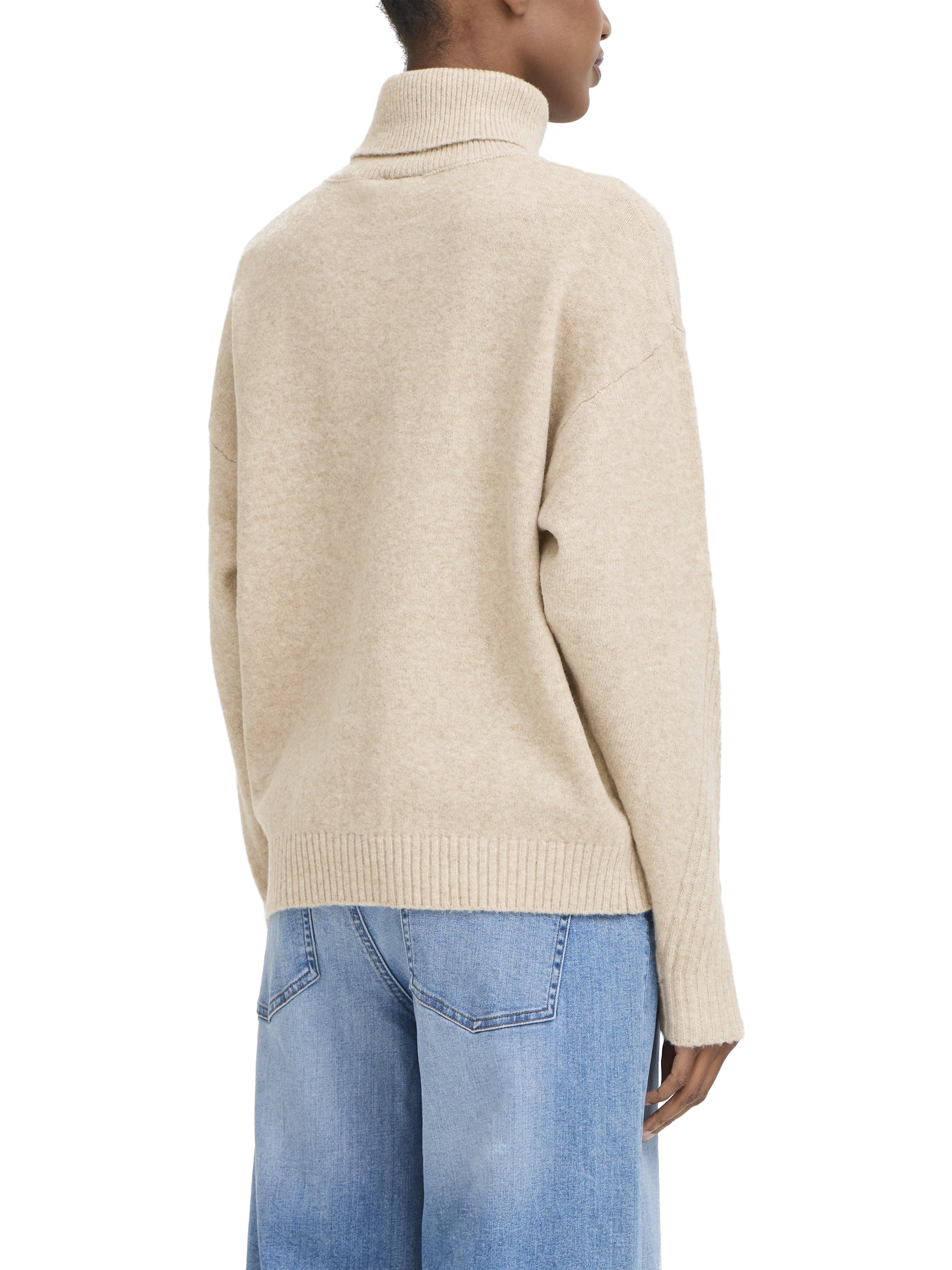 Product image 2 of 7, which shows ICHI Dasila Long Sleeve Roll Neck Jumper, Oatmeal Melange, XS