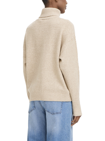 ICHI Dasila Long Sleeve Roll Neck Jumper - view 2, Oatmeal Melange