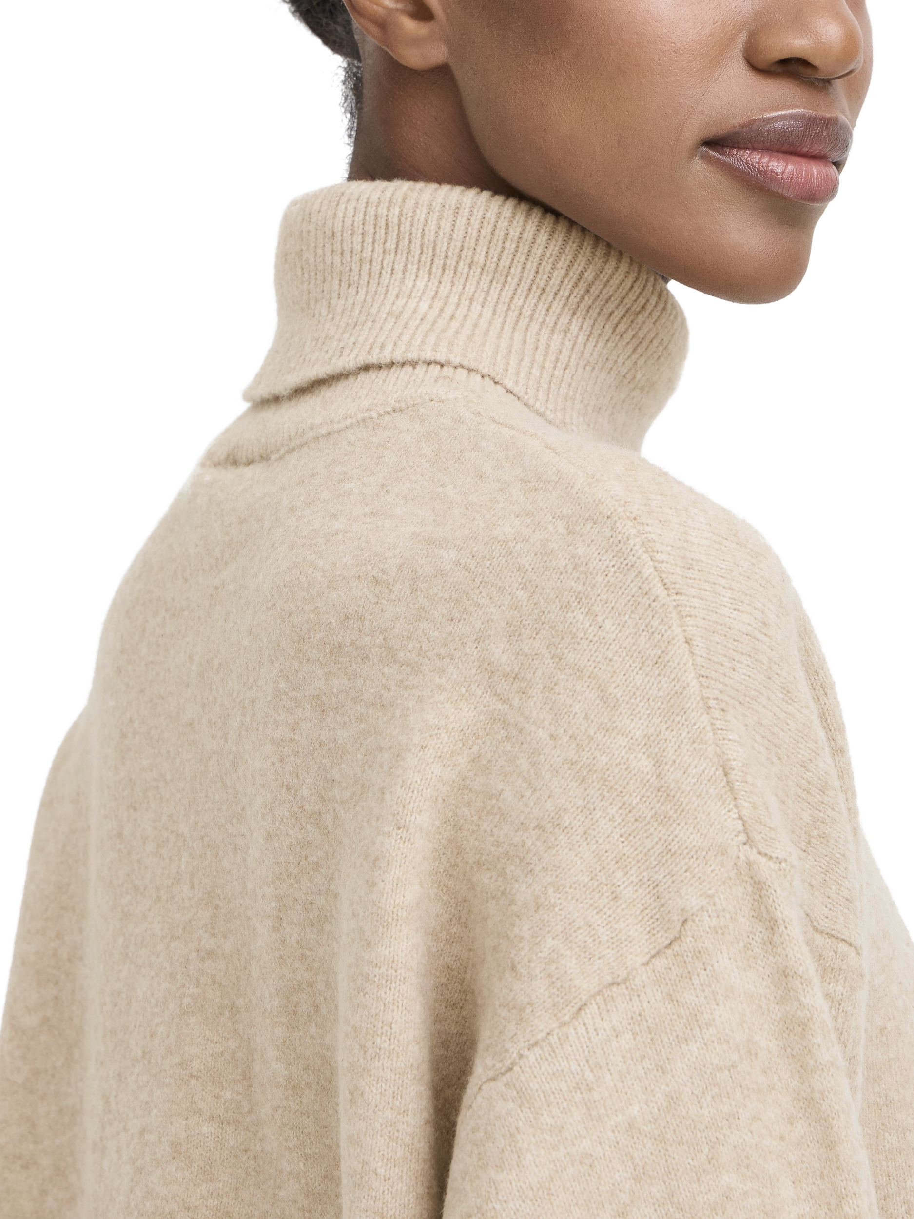 Product image 4 of 7, which shows ICHI Dasila Long Sleeve Roll Neck Jumper, Oatmeal Melange, XS