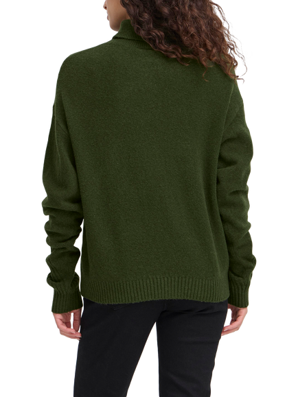 ICHI Dasila Long Sleeve Roll Neck Jumper - view 2, Rifle Green