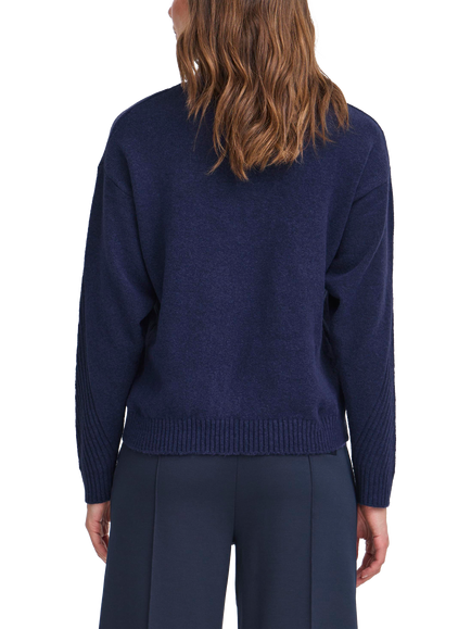 ICHI Dasila Long Sleeve Roll Neck Jumper - view 2, Patriot Blue