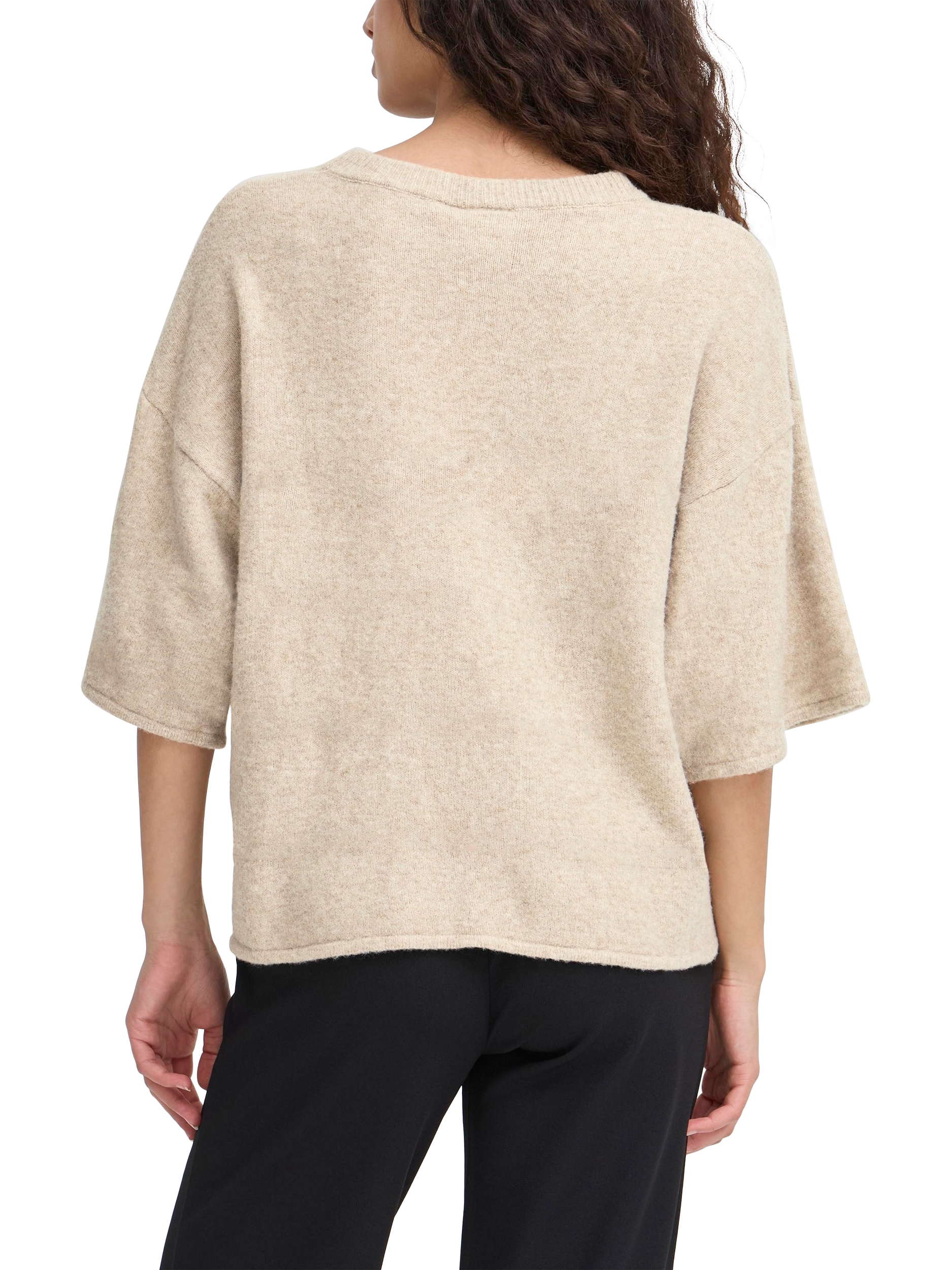Product image 3 of 7, which shows ICHI Dasila Elbow Sleeve Jumper, Oatmeal Melange, XS