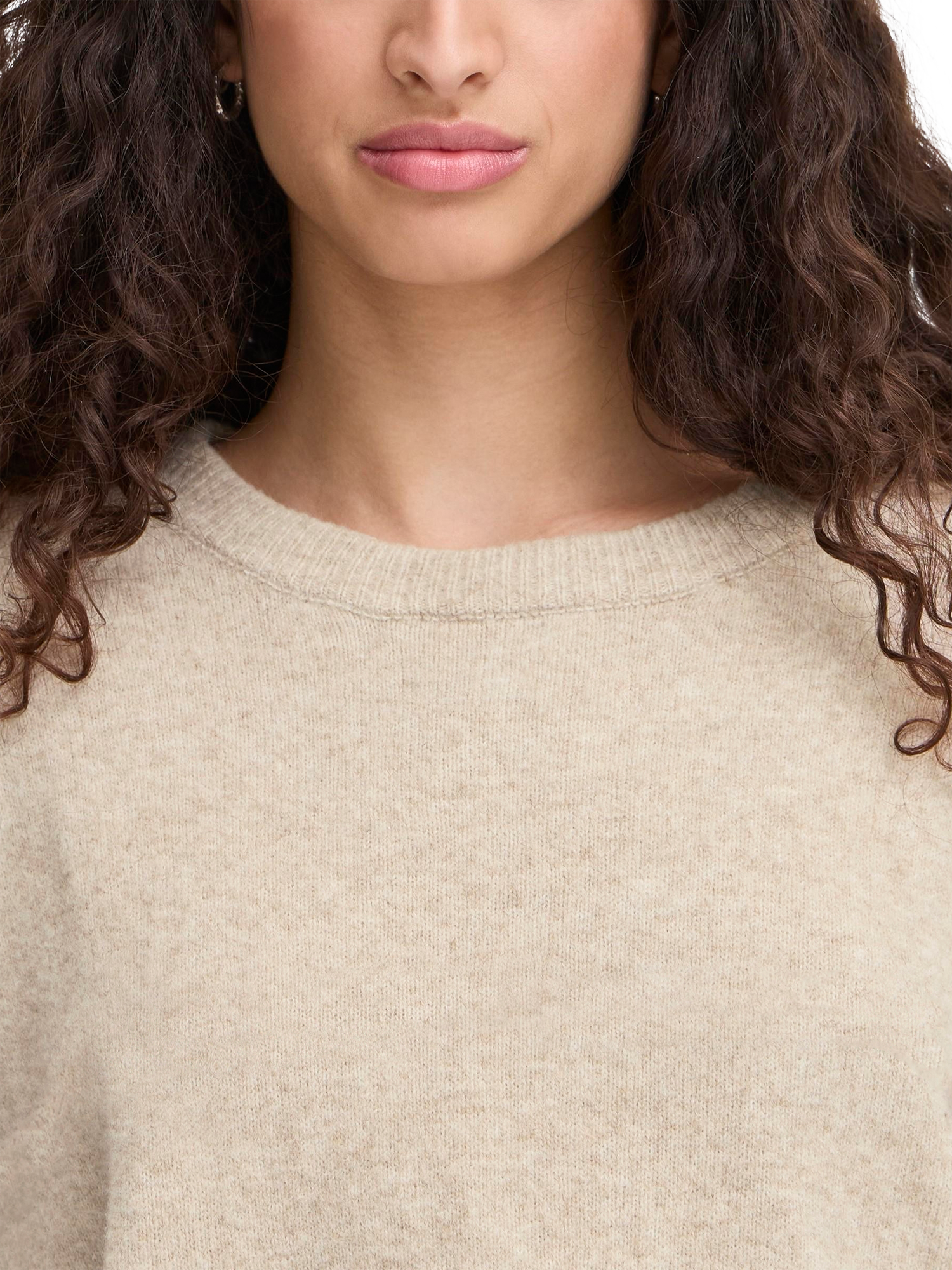 Product image 4 of 7, which shows ICHI Dasila Elbow Sleeve Jumper, Oatmeal Melange, XS