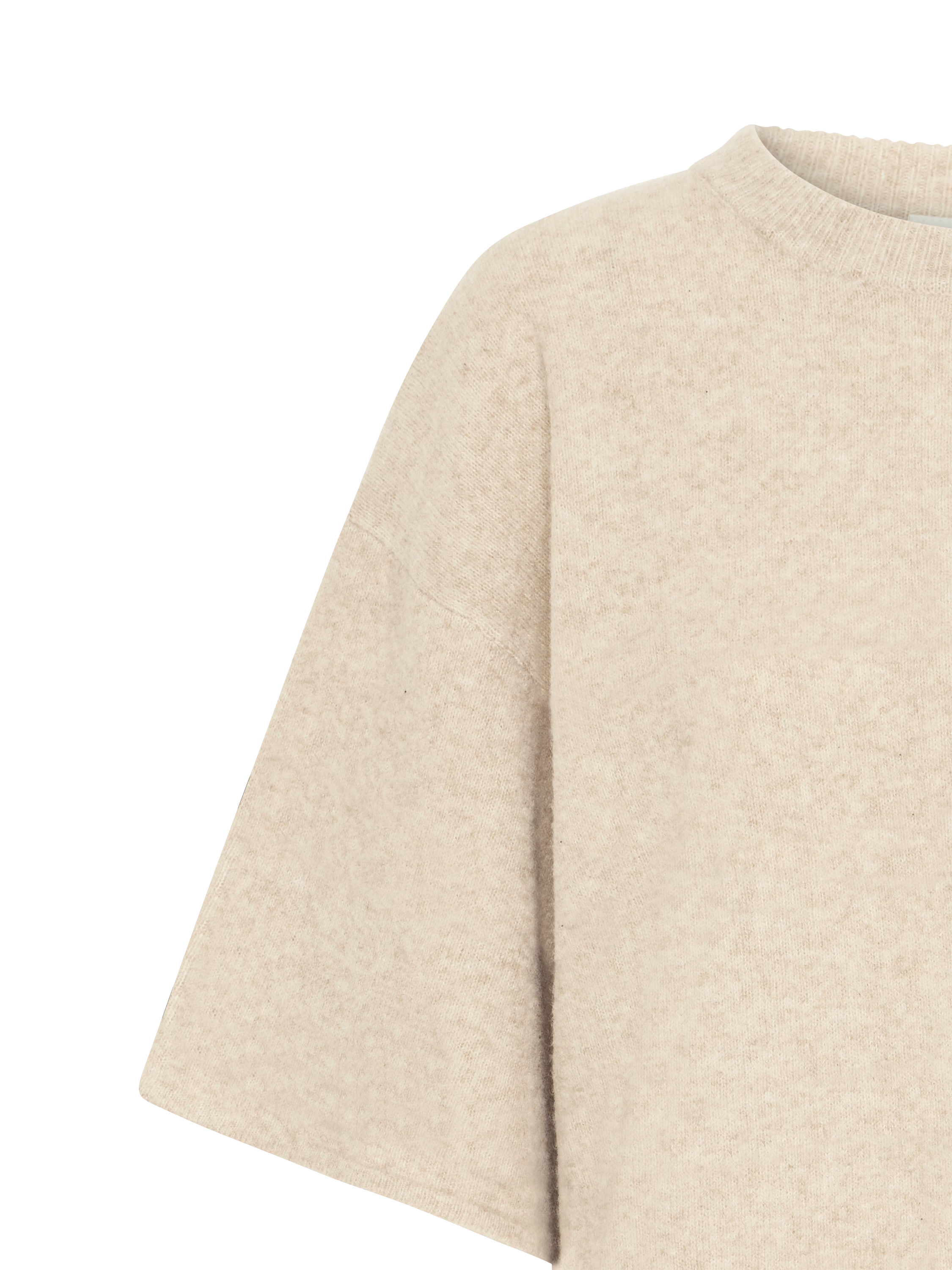 Product image 7 of 7, which shows ICHI Dasila Elbow Sleeve Jumper, Oatmeal Melange, XS