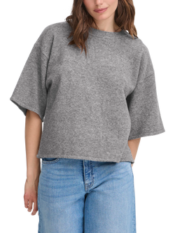 ICHI Dasila Elbow Sleeve Jumper, Dark Grey Melange