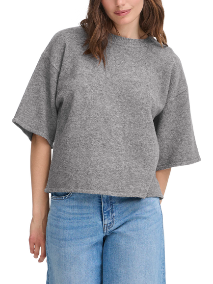 ICHI Dasila Elbow Sleeve Jumper, Dark Grey Melange
