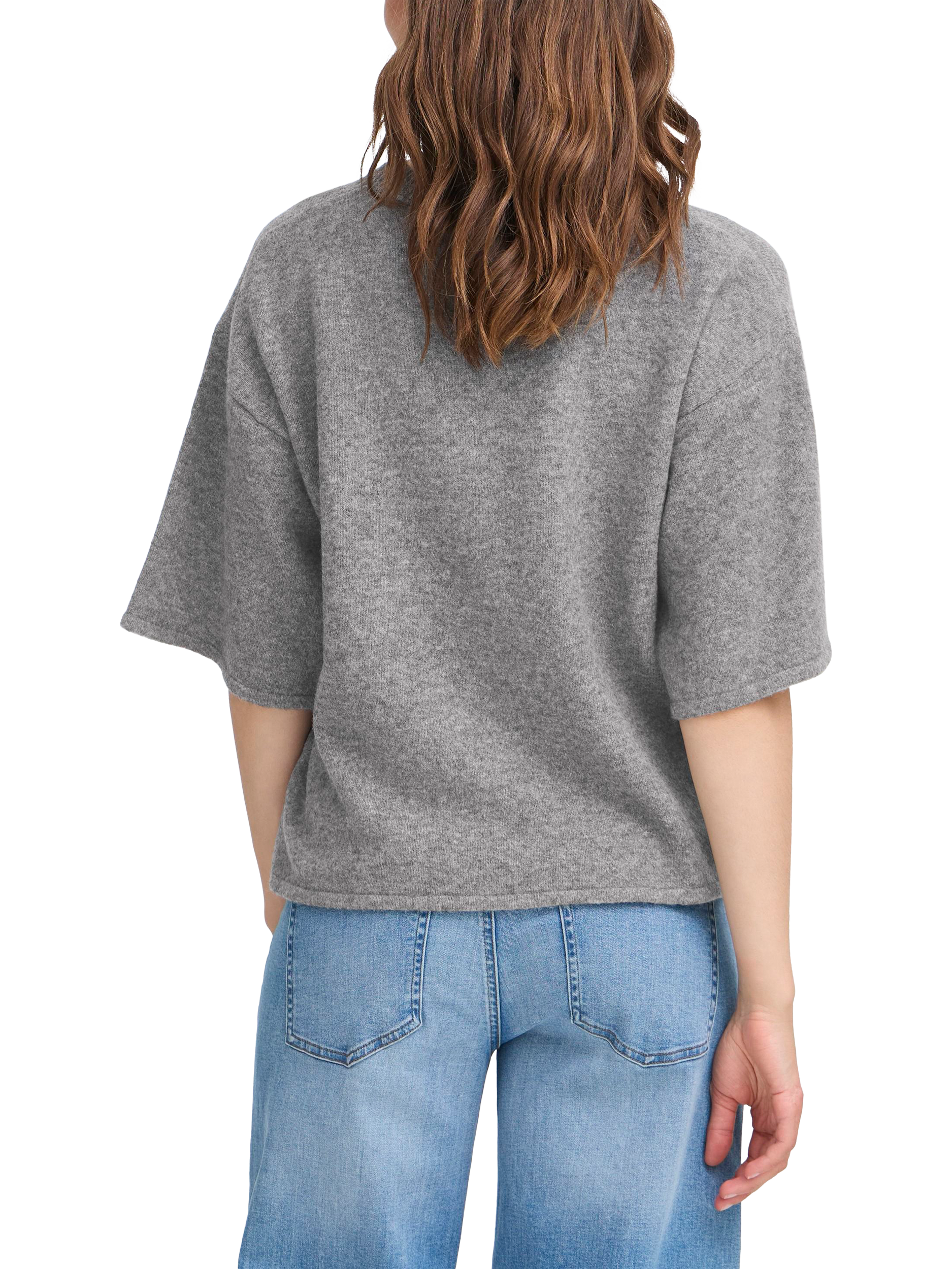 Product image 2 of 7, which shows ICHI Dasila Elbow Sleeve Jumper, Dark Grey Melange, XS