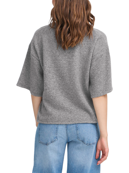 ICHI Dasila Elbow Sleeve Jumper - view 2, Dark Grey Melange