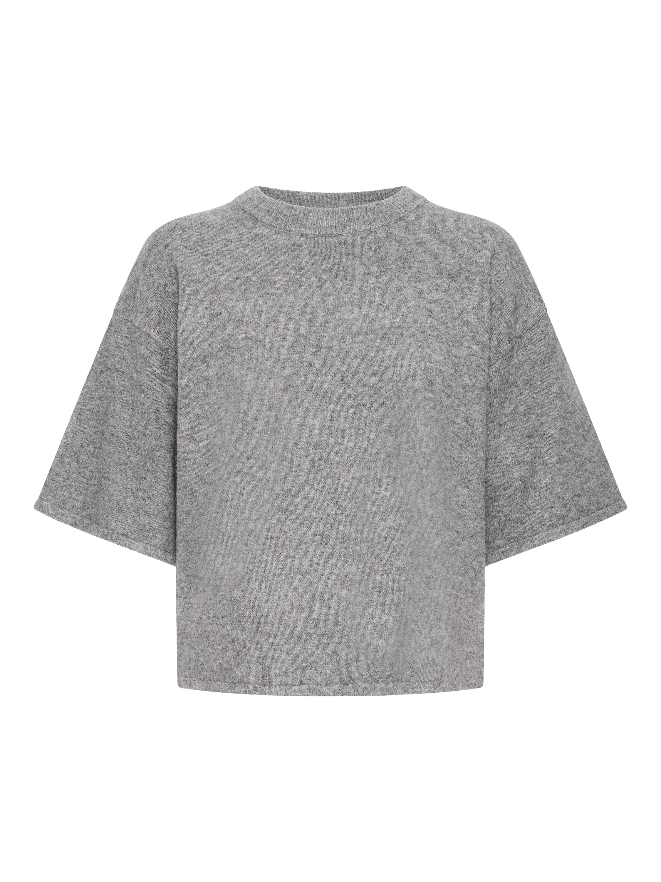 Product image 5 of 7, which shows ICHI Dasila Elbow Sleeve Jumper, Dark Grey Melange, XS