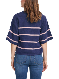 ICHI Dasila Stripe Elbow Sleeve Jumper - view 2, Patriot Blue/Zephyr
