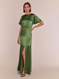 Rewritten Sienna Satin Maxi Dress, Olive Green