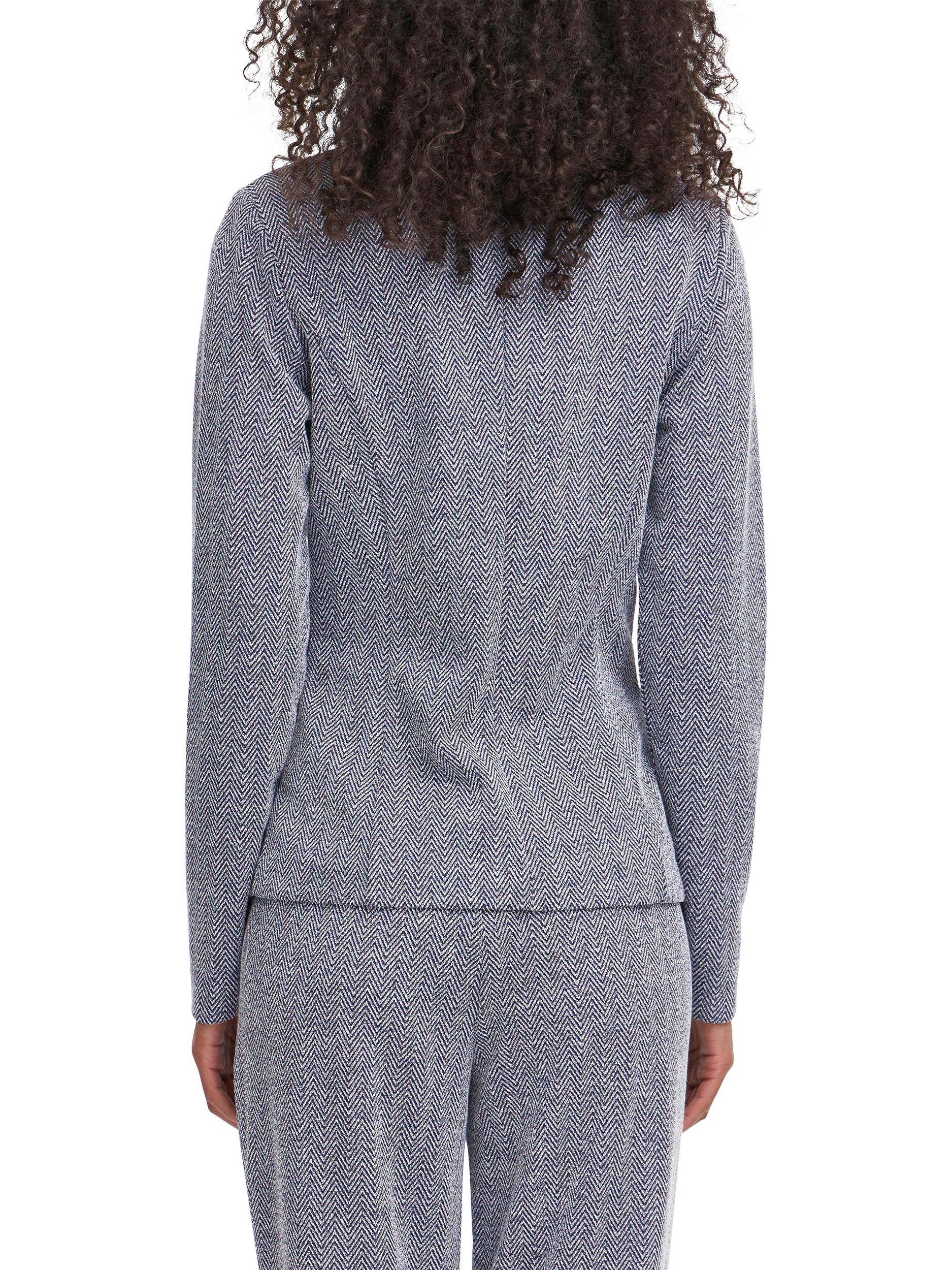 Product image 2 of 7, which shows ICHI Kate Herringbone Jacquard Fitted Blazer, Patriot Blue, XS