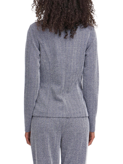 ICHI Kate Herringbone Jacquard Fitted Blazer - view 2, Patriot Blue