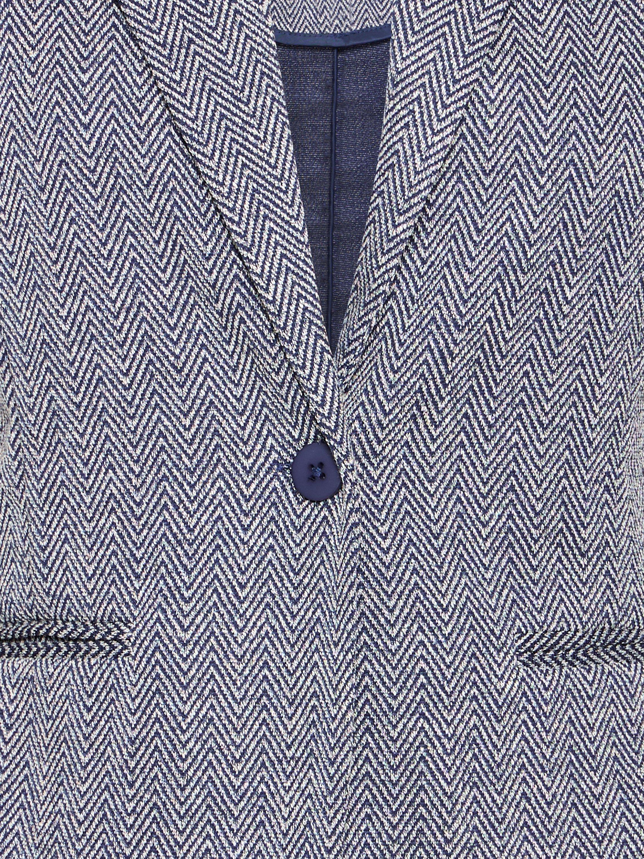 Product image 7 of 7, which shows ICHI Kate Herringbone Jacquard Fitted Blazer, Patriot Blue, XS