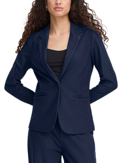 ICHI Kate Single Breasted Blazer, Dark Blue