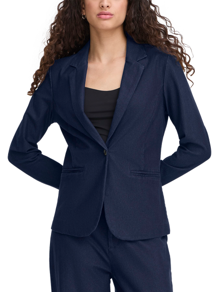 ICHI Kate Single Breasted Blazer, Dark Blue