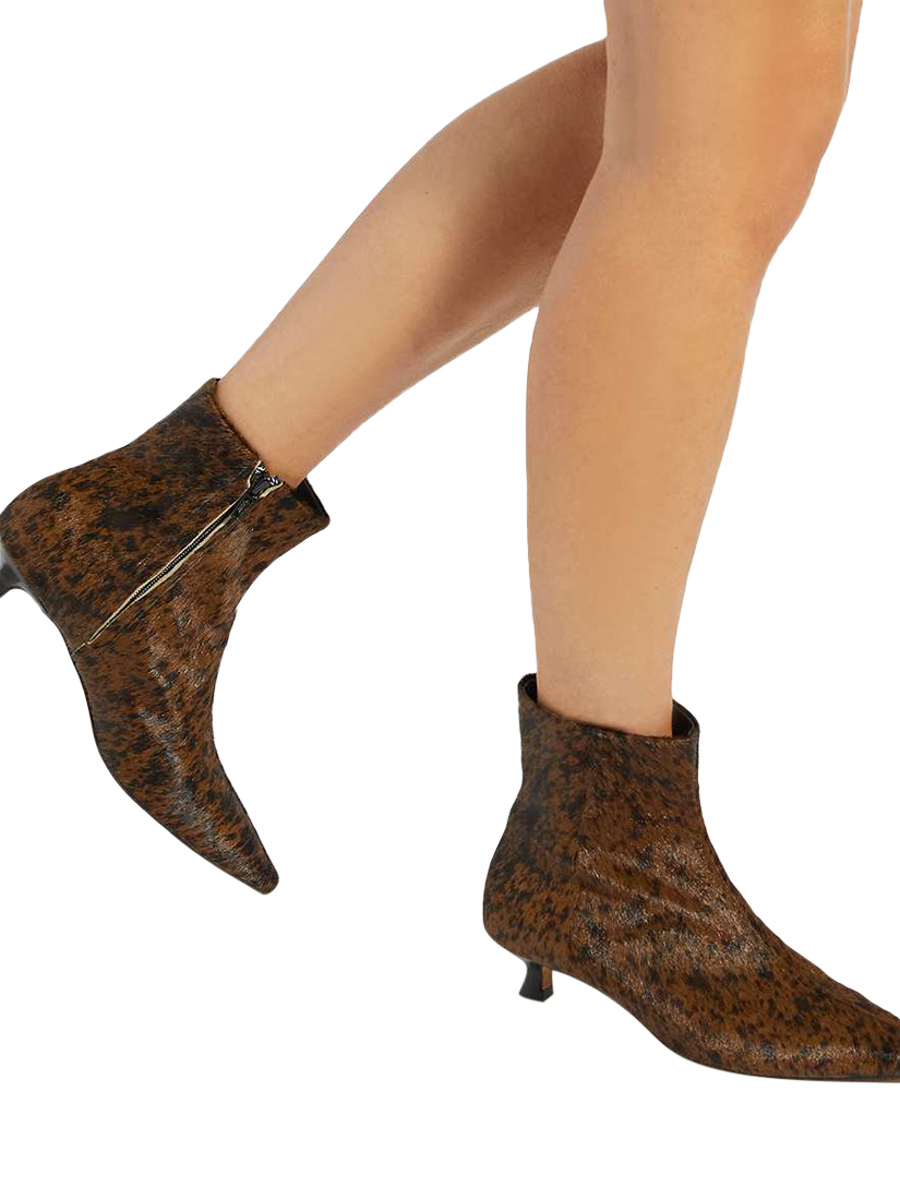 Product image 2 of 6, which shows Dune London Odore Leather Kitten Heel Ankle Boots, Tan-leather, EU36