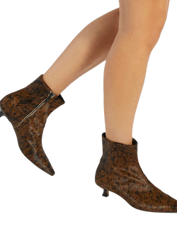 Dune London Odore Leather Kitten Heel Ankle Boots, Tan-leather - view 2, Tan-leather