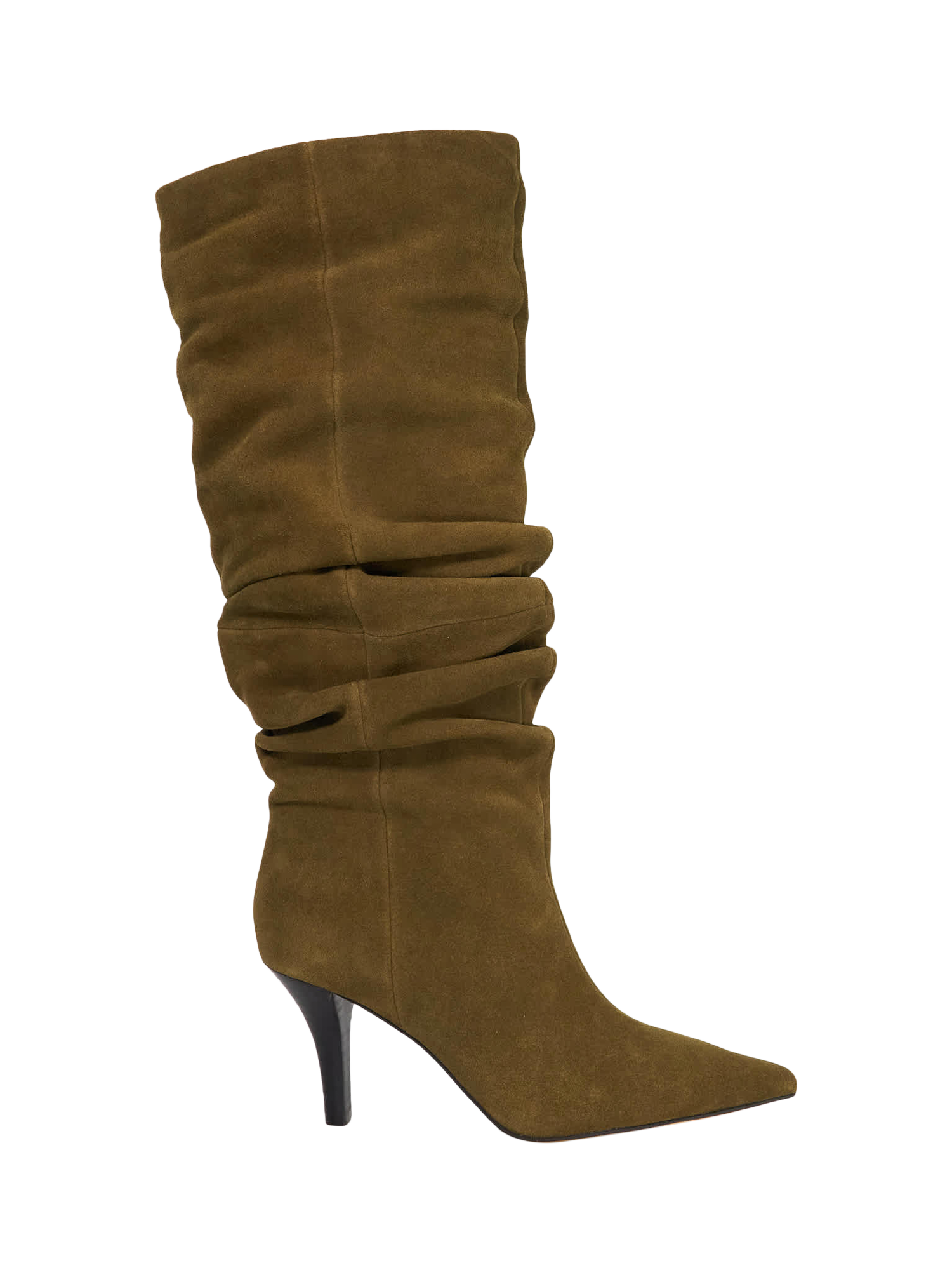 Dune London Santi Stiletto Heel Knee Length Suede Boots, Khaki