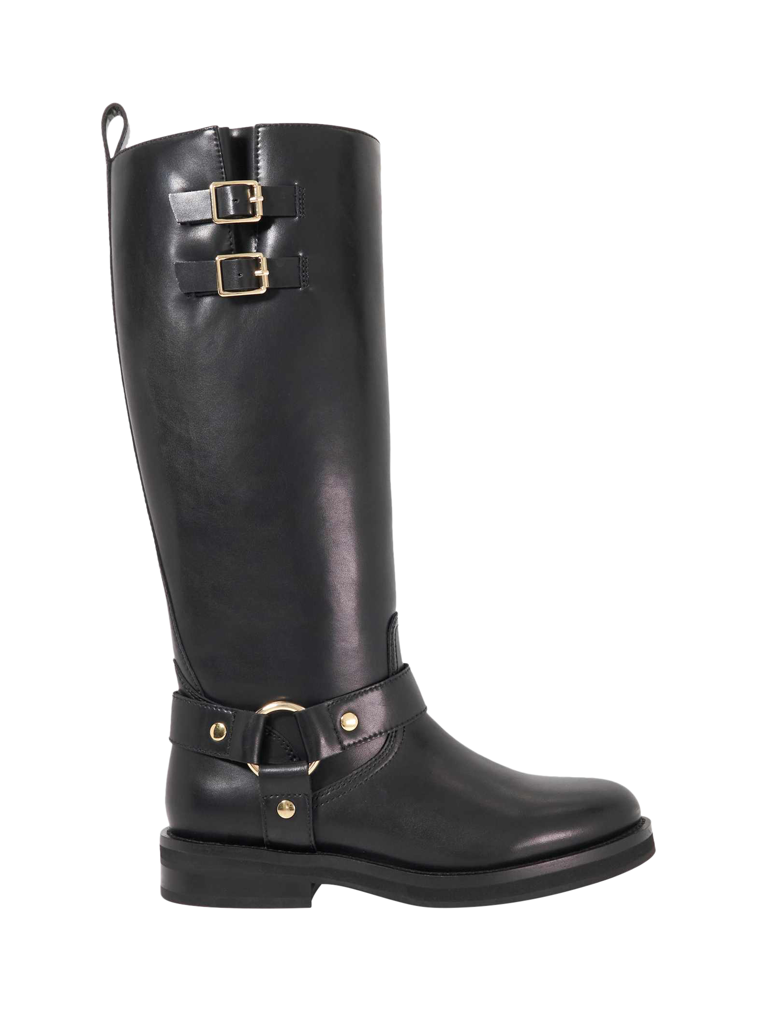 Product image 1 of 5, which shows Dune London Truely Leather Riding Boots, Black, EU36