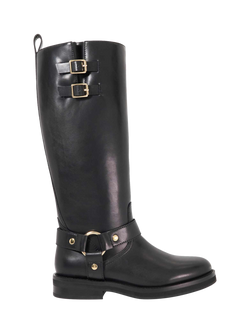 Dune London Truely Leather Riding Boots, Black, Black