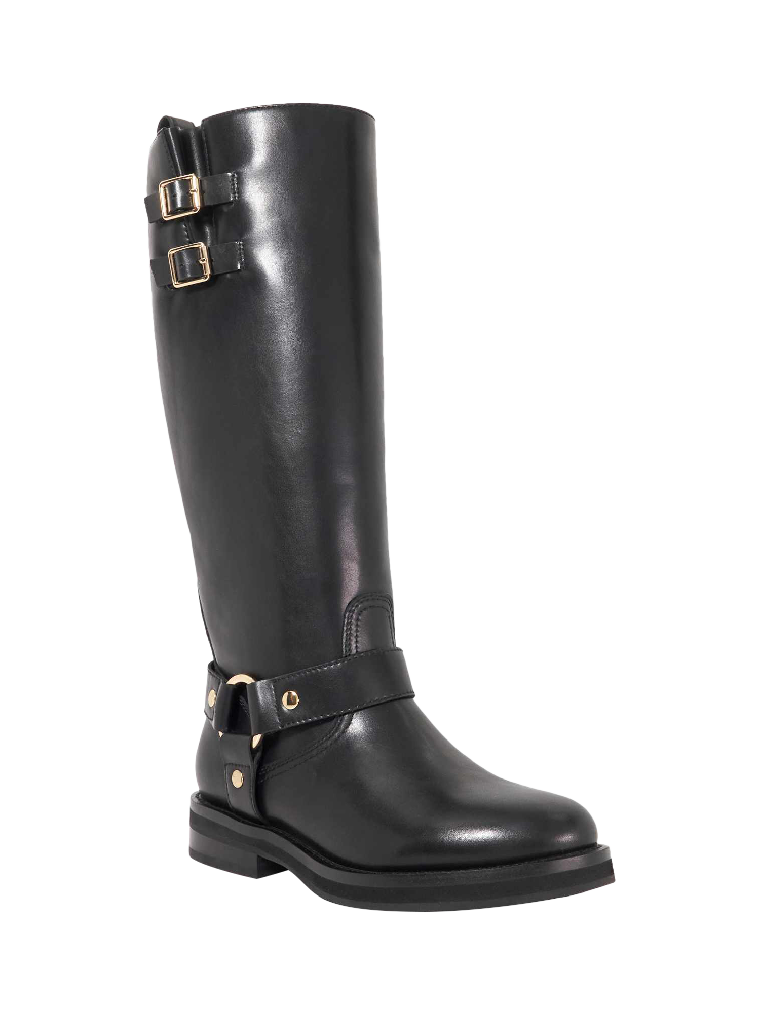 Product image 3 of 5, which shows Dune London Truely Leather Riding Boots, Black, EU36