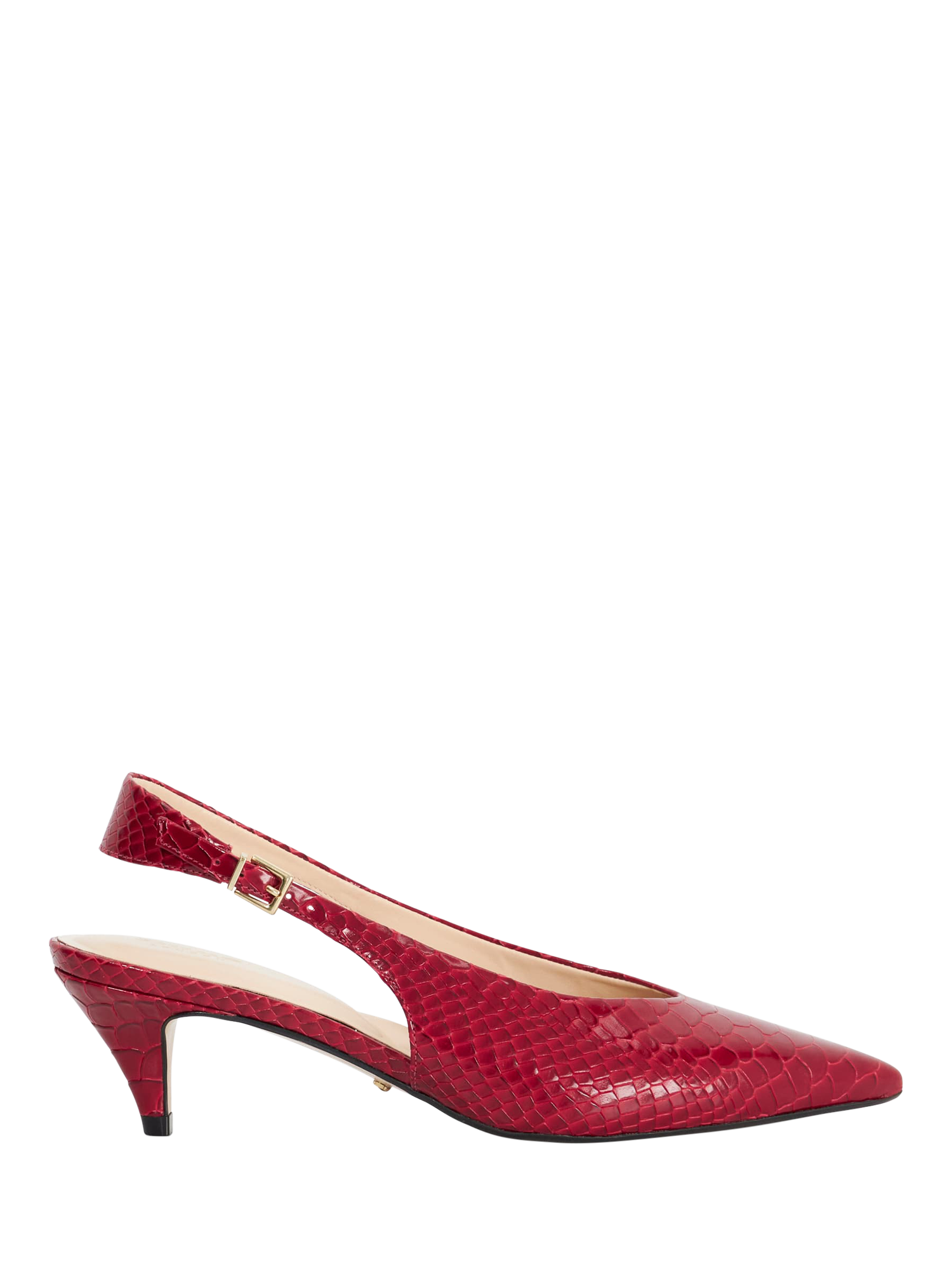 Product image 1 of 5, which shows Dune London Connect High-Cut Leather Slingback Shoes, Red, EU36