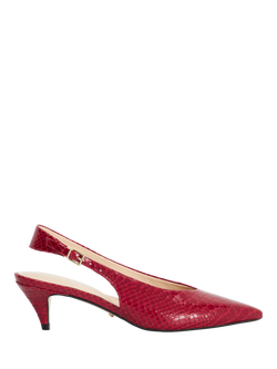 Dune London Connect High-Cut Leather Slingback Shoes, Red