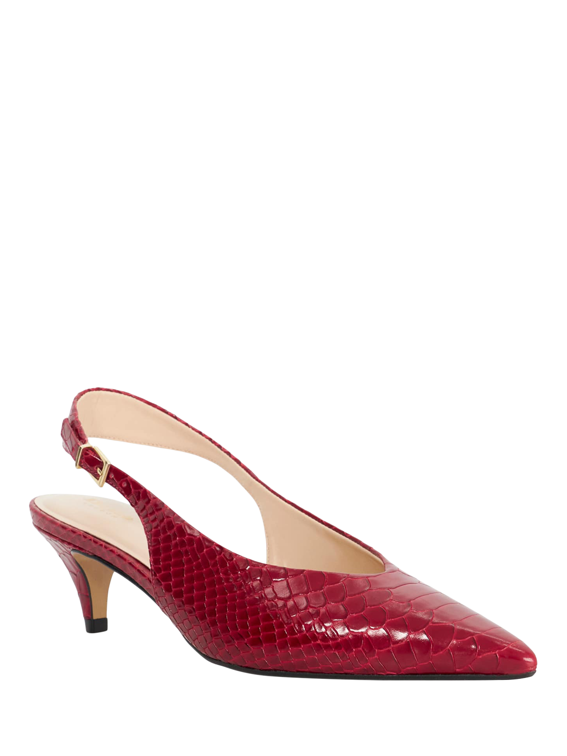 Product image 3 of 5, which shows Dune London Connect High-Cut Leather Slingback Shoes, Red, EU36