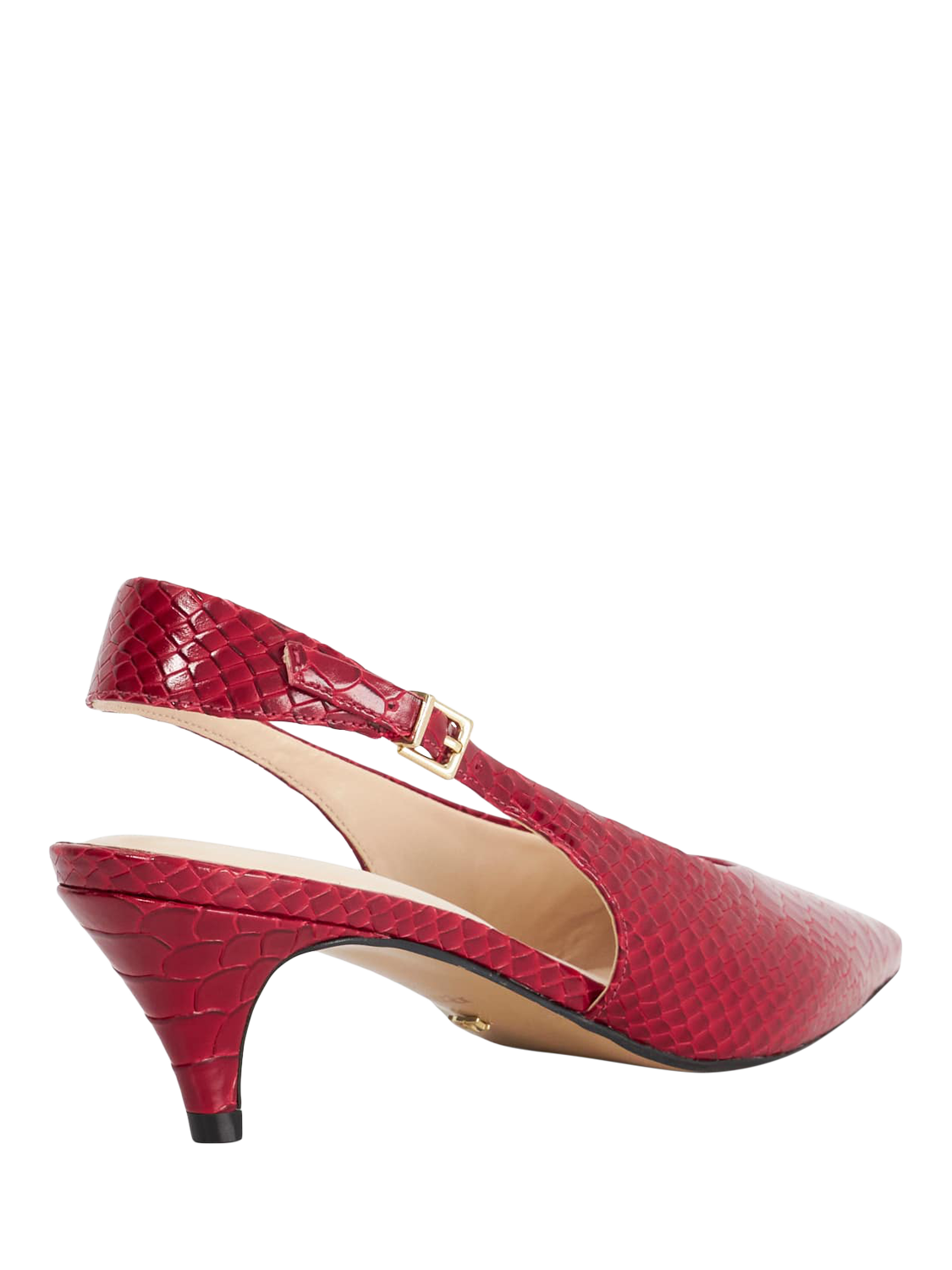 Product image 4 of 5, which shows Dune London Connect High-Cut Leather Slingback Shoes, Red, EU36