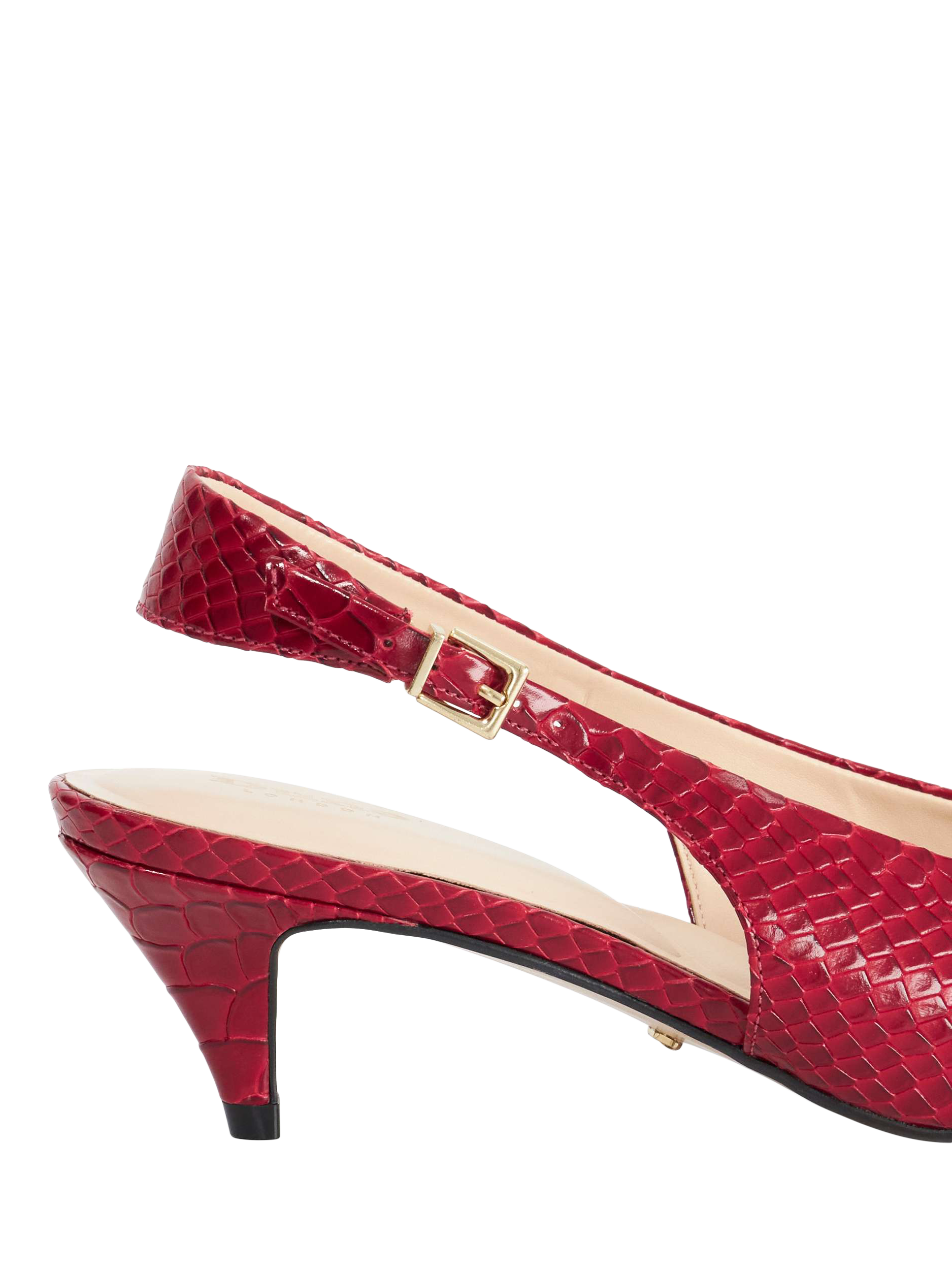 Product image 5 of 5, which shows Dune London Connect High-Cut Leather Slingback Shoes, Red, EU36