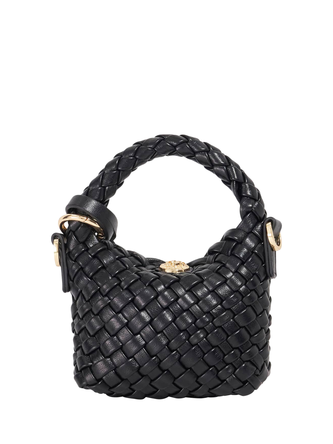 Product image 2 of 4, which shows Dune London Deliberate Woven Extra Small Bag, Black, One Size